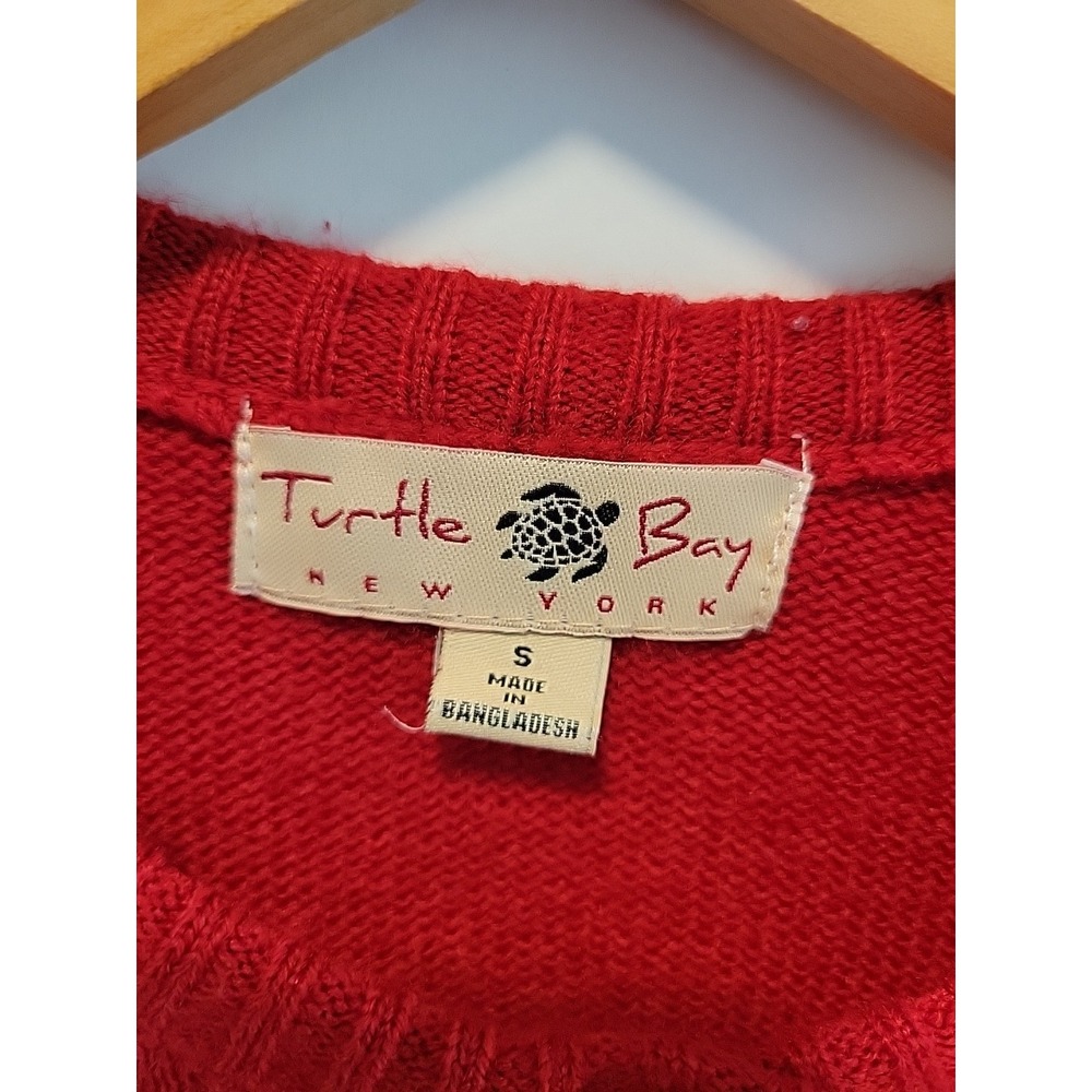 Vintage Turtle Bay Womens Size Small Cableknit Cardigan Sweater Red Button Up